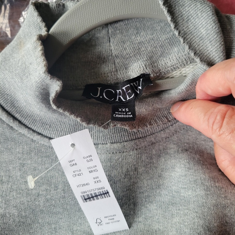 Women's Gray J. Crew Heritage Terry Mock Neck Sweatshirt - Picture 9 of 9